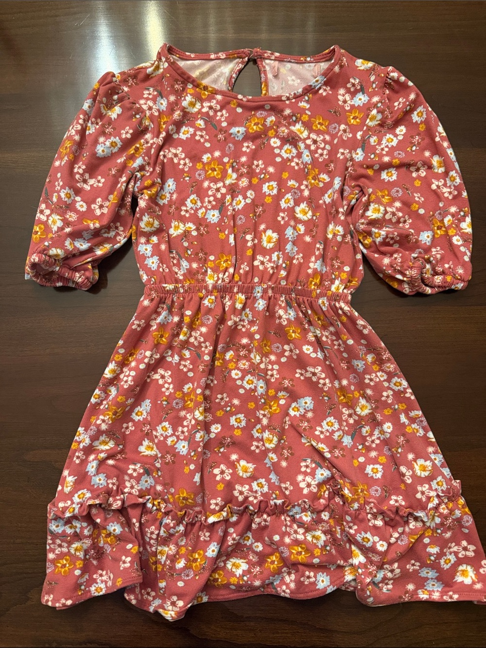 BCBGirls Rose Floral Puff-Sleeve Dress with Yellow & White Flowers